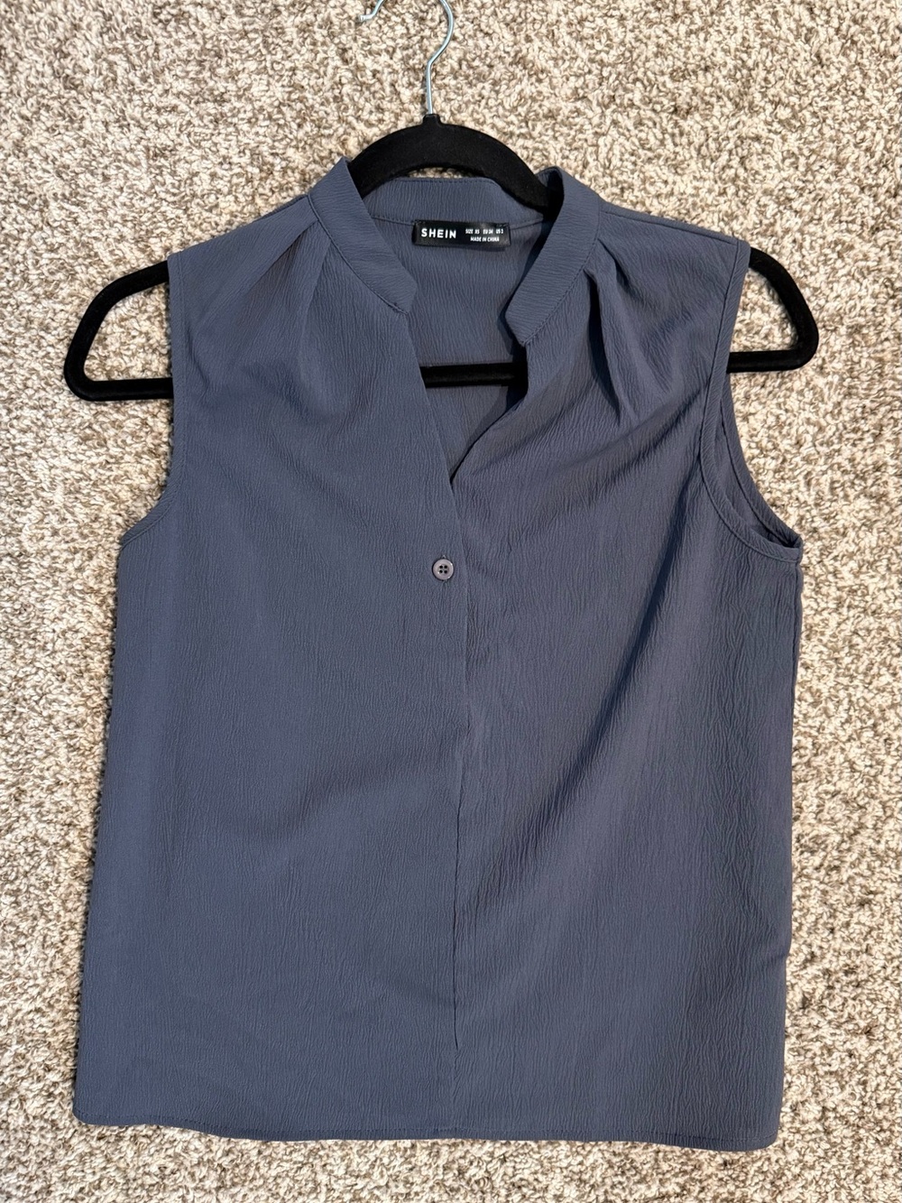 SHEIN Slate Blue Sleeveless V-Neck Textured Camisole